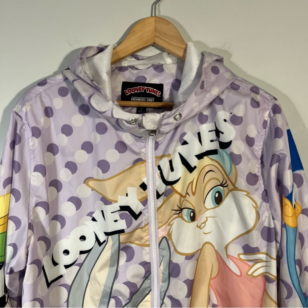 Members Only x Looney Tunes Graphic Color Block Hooded Windbreaker Jacket Large - Picture 2 of 12